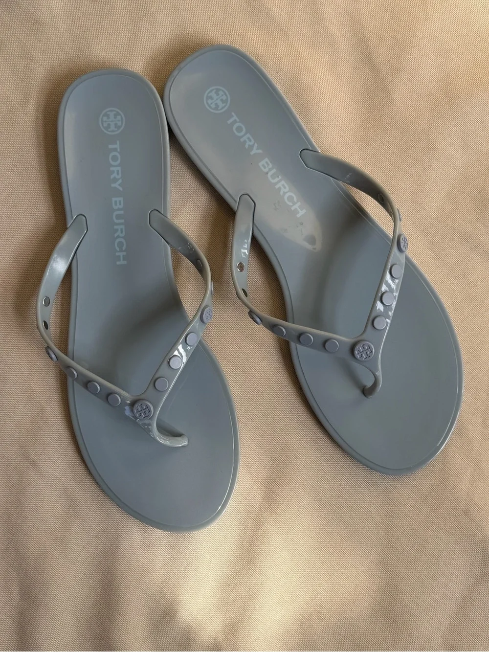 Tory Burch Studded Jelly Thong Sandals  Blue Gray Size 11 Excellent Condition!